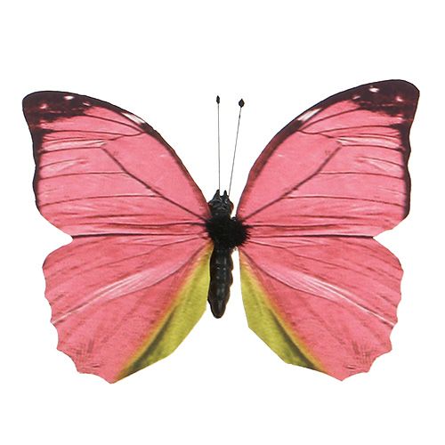 Floristik24 Papillon rose sur clip 11cm 6pcs