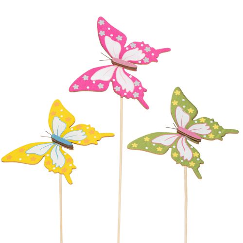 Piques à fleurs, fournitures de loisirs créatifs, motif papillon pour décorer les emballages cadeaux, 28,5 cm, lot de 12