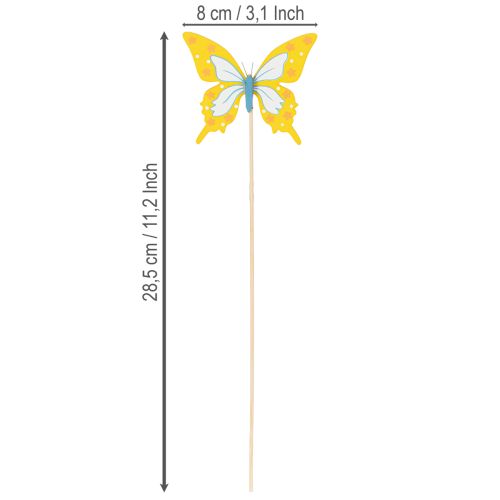 Article Piques à fleurs, fournitures de loisirs créatifs, motif papillon pour décorer les emballages cadeaux, 28,5 cm, lot de 12