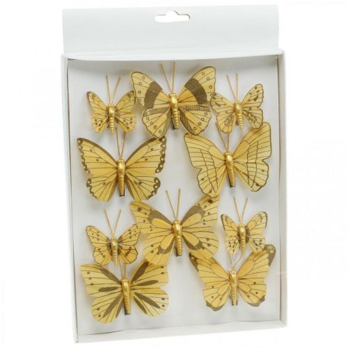 Papillon printanier avec clip doré décoration printanière 6cm 10pcs dans un ensemble