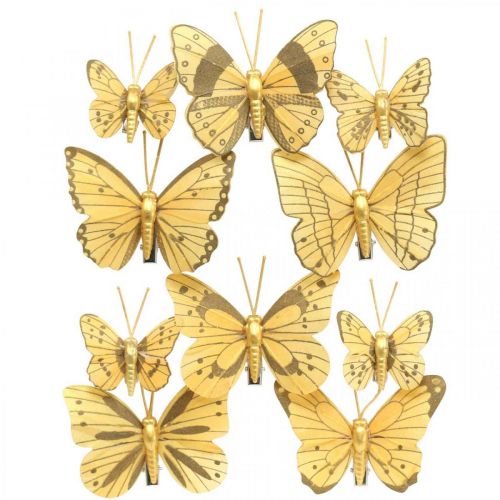 Floristik24 Papillon printanier avec clip doré décoration printanière 6cm 10pcs dans un ensemble