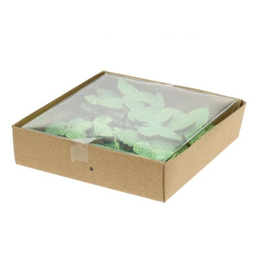 Article Décoration à disperser papillon vert pailleté 5/4/3cm 24 pcs