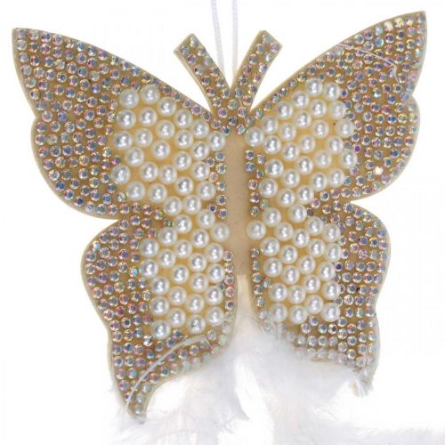Feutre papillon à accrocher crème décoration mariage 16cm