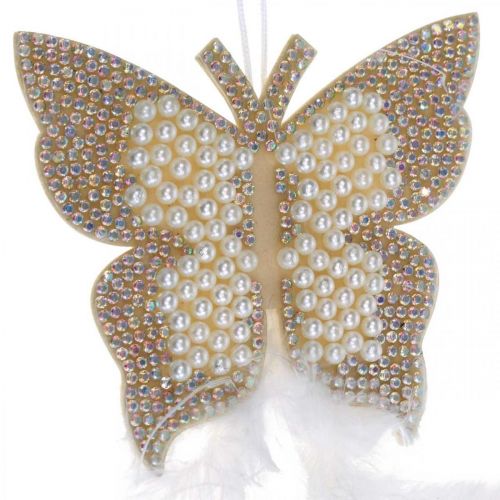 Article Feutre papillon à accrocher crème décoration mariage 16cm