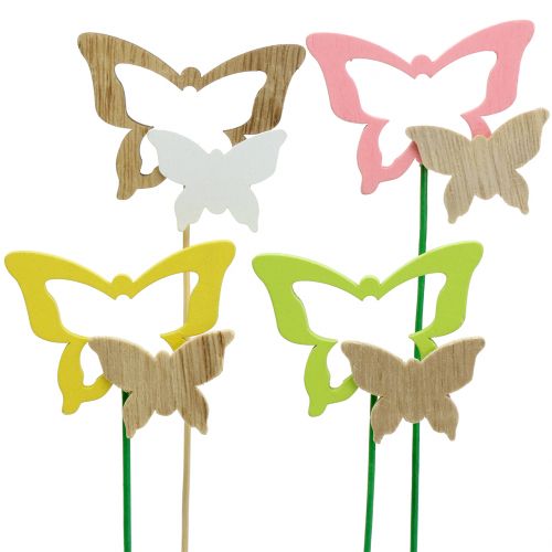 Floristik24 Bouchon décoratif papillon couleurs assorties H24cm 24 pcs