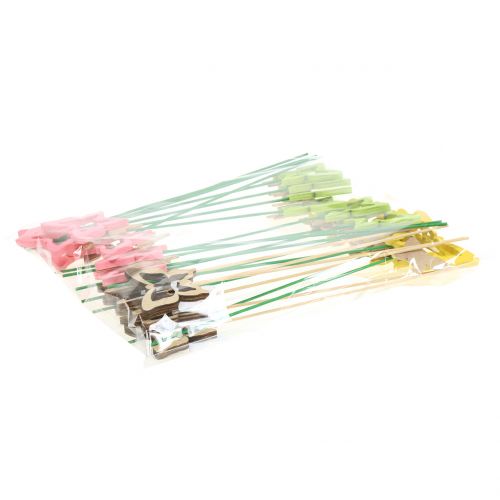 Floristik24 Bouchon décoratif papillon couleurs assorties H24cm 24 pcs