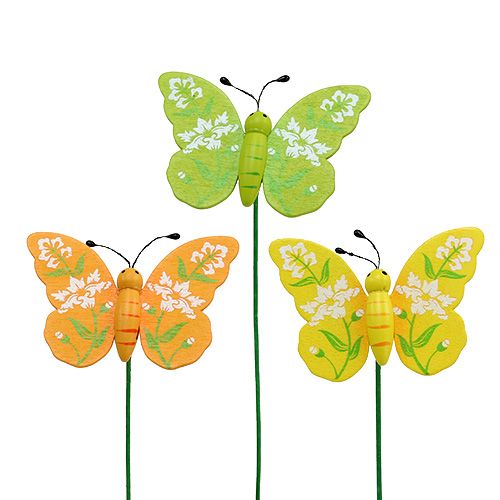 Floristik24 Sorte colorée de papillon. 6 cm L25 cm 15 pièces
