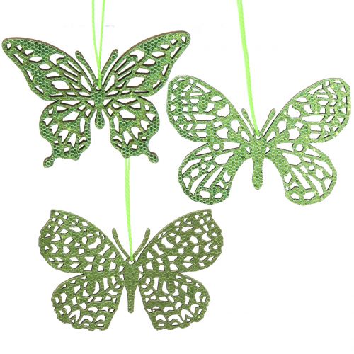 Article Cintre décoratif papillon vert pailleté 8cm 12 pcs