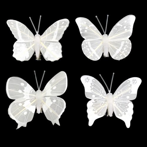 Floristik24 Papillon sur le clip Blanc 8cm 8pcs