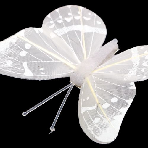 Floristik24 Papillon sur le clip Blanc 8cm 8pcs