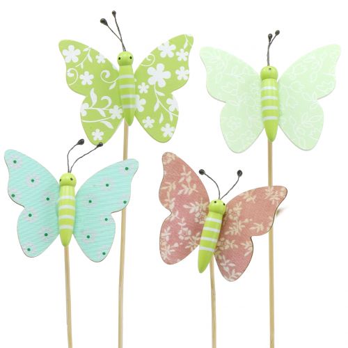 Floristik24 Broche fleur papillon bois 18cm 12pcs