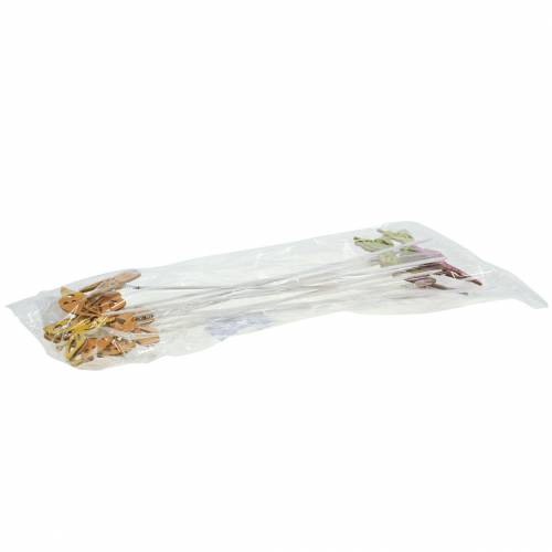 Floristik24 Clous fleurs papillon bois 7x5.5cm 12pcs assortis