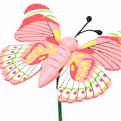 Article Bouchon de fleur papillon bois assorti 7,5cm 16 pcs