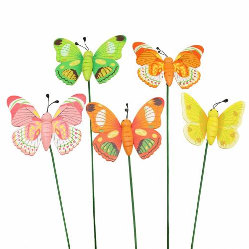 Article Bouchon de fleur papillon bois assorti 7,5cm 16 pcs