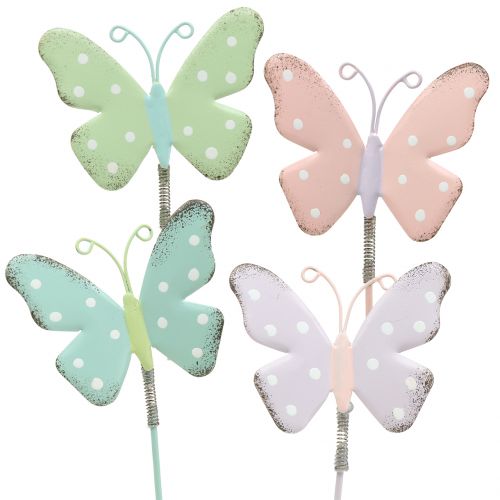 Floristik24 Piques florales papillon pastel 24 cm 12 p.