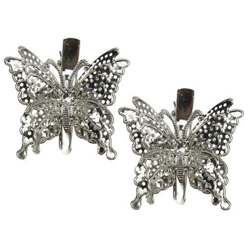 Papillon en métal sur clip 12 pcs