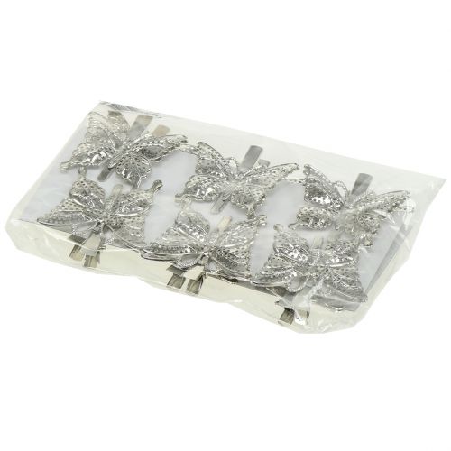 Article Papillon en métal sur clip 12 pcs
