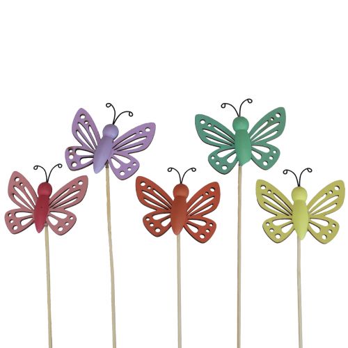 Floristik24 Bouchons de fleurs de décoration printanière papillons décoratifs en bois 6×8cm 10pcs