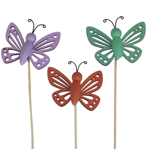 Article Bouchons de fleurs de décoration de printemps, décoration en bois papillons 6×8cm 10 pièces