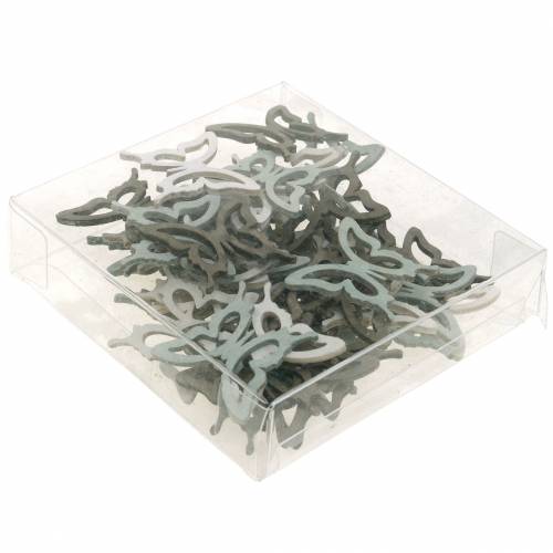 Floristik24 Papillon 4cm décoration dispersée bois marron/gris clair/blanc 72 pcs