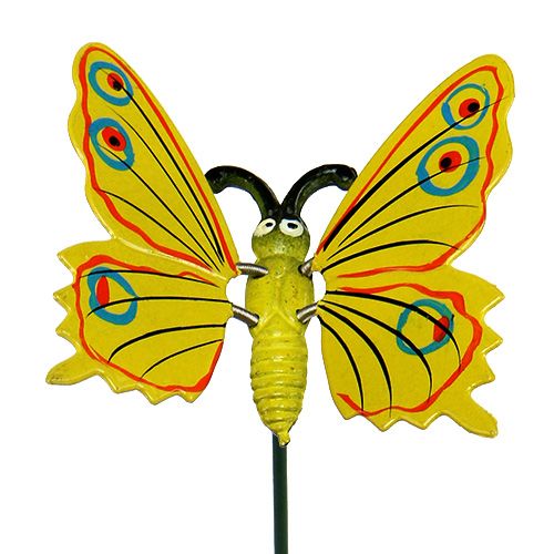 Floristik24 Papillon sur pique 8cm Jaune