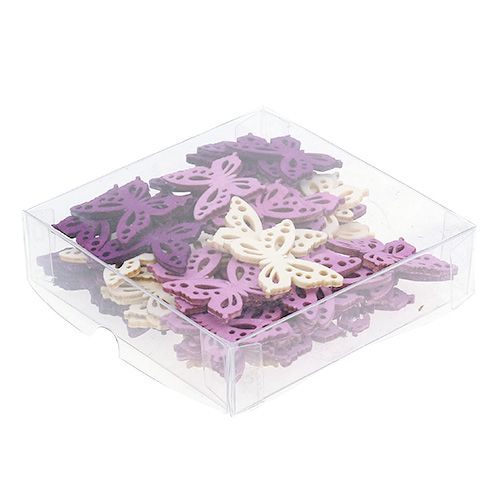 Floristik24 Papillons en bois 4cm violet, blanc 72 pcs