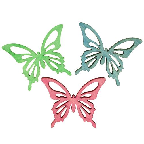 Floristik24 Papillons Mix Bois Rose, Vert, Bleu 4cm 72 pcs