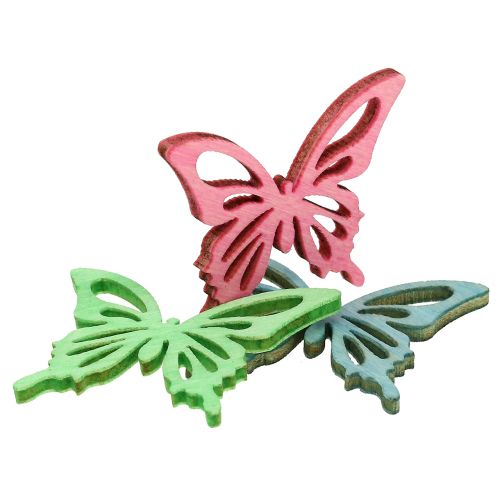 Floristik24 Papillons Mix Bois Rose, Vert, Bleu 4cm 72 pcs