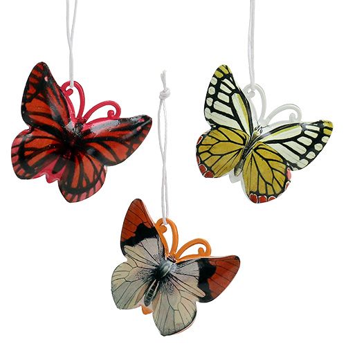 Floristik24 Papillon à suspendre coloré assorti 5.5cm 3pcs