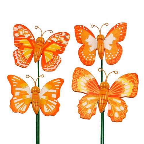 Floristik24 Pique papillon orange 6,5cm 24St