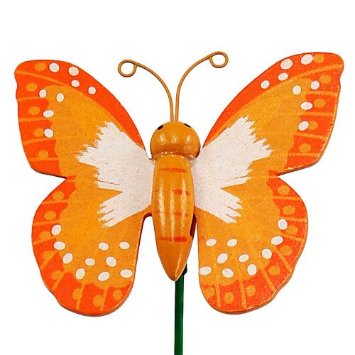 Floristik24 Pique papillon orange 6,5cm 24St