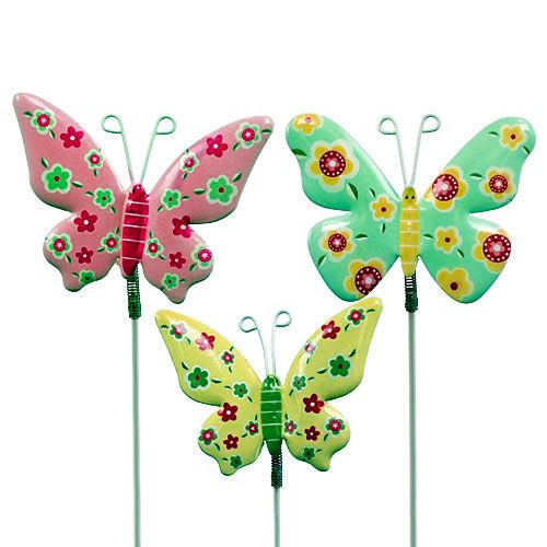 Floristik24 Papillons avec fil étain coloré 6cmx5cm L24cm