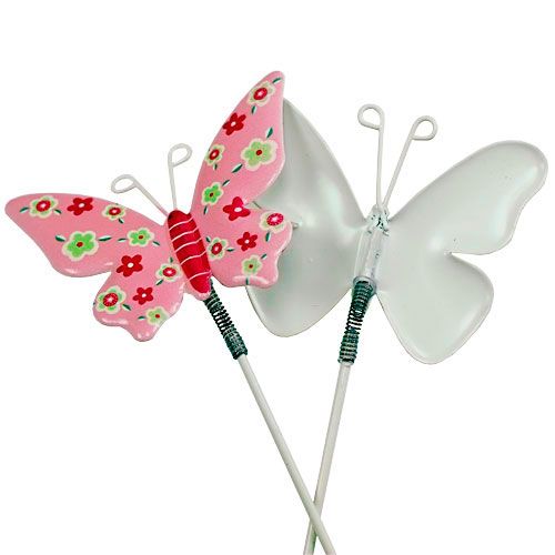 Floristik24 Papillons avec fil étain coloré 6cmx5cm L24cm