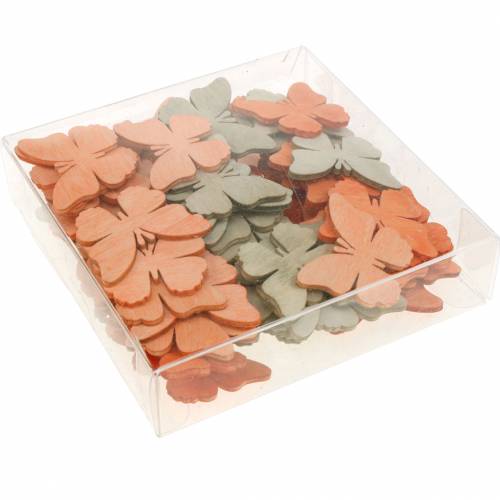 Article Papillons à disperser papillon décoratif en bois orange, abricot, marron 72 pièces