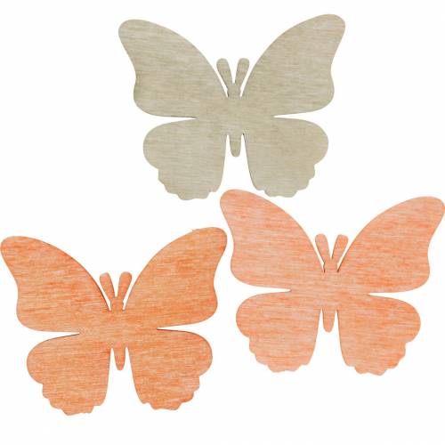 Floristik24 Papillons à disperser papillon décoratif en bois orange, abricot, marron 72 pièces