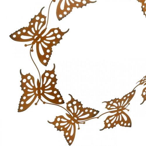 Floristik24 Décoration papillon, décoration printanière à accrocher, bague couronne, patine Ø30cm 2pcs
