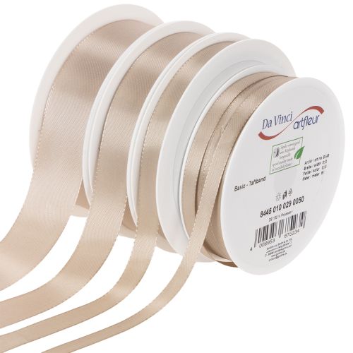 Ruban décoratif en taffetas beige, largeurs variées, 50 m acheter | Floristik24.be
