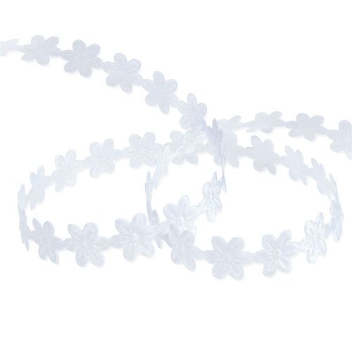 Article Ruban décoratif blanc avec fleur 1cm 20m