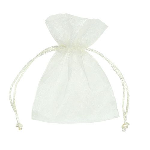 Floristik24 Pochette à bijoux en organza crème 12x9cm 10p