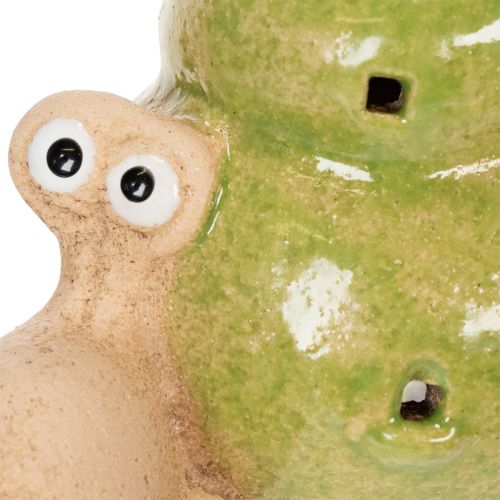 Article Escargot décoratif en céramique avec éclairage LED. Décoration de table amusante pour la maison et le balcon. 12 cm, lot de 2.