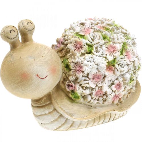 Floristik24 Escargot à décor fleuri, animal du jardin, escargot déco, décoration d&#39;été marron/rose/vert H13.5cm L19cm