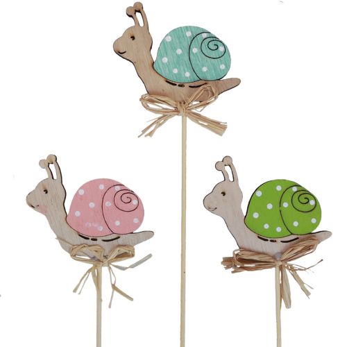 Article Bouchon à fleurs escargots décoratifs en bois colorés 8,5×8cm 12 pcs