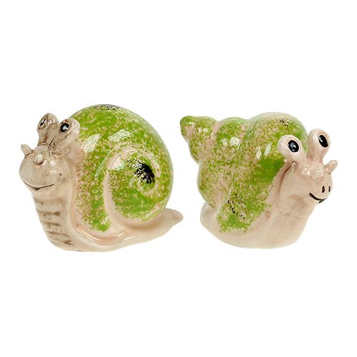 Floristik24 Figurine décorative escargot vert crème 5cm 6pcs