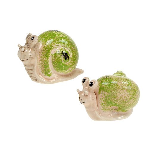 Floristik24 Figurine décorative escargot vert crème 5cm 6pcs