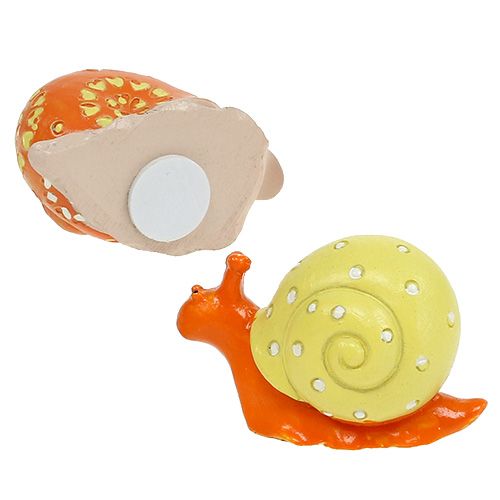 Floristik24 Escargots avec pastille adhésive orange, jaune 6 cm 12 p.