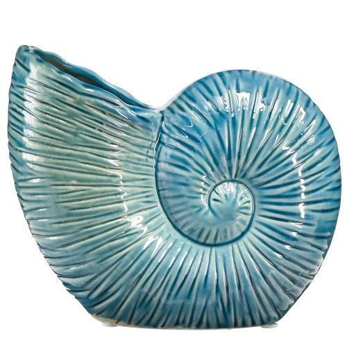 Vase décoratif escargot vase à fleurs céramique bleue L18cm