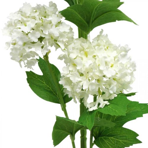 Article Branche Boule de Neige Plante Artificielle Fleur en Soie Blanc Ø6.5cm L78cm