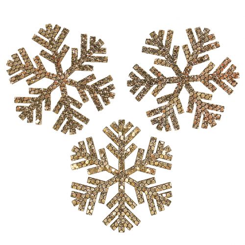 Article Flocon de neige Or Décoration de Noël Ø4cm 48pcs