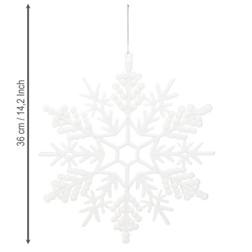 Article Décoration flocon de neige à suspendre décoration d&#39;hiver blanc 30cm 3 pièces