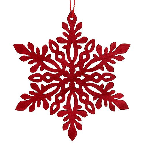 Floristik24 Flocon bois Ø8cm - Ø12cm nature/rouge 12p